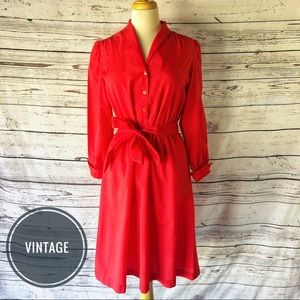 Vintage 1980’s S.L. Petites Red Shirtwaist Dress